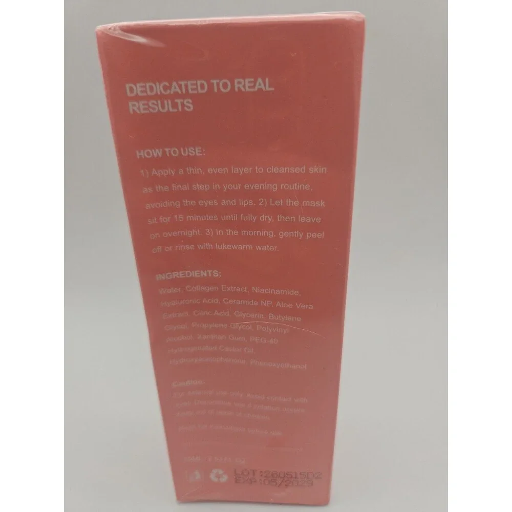 YURI Korean Beauty Collagen Night Mask for Face, Pink, 2.53 fl oz